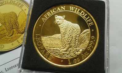 1000 Schillings 2018 Somalia Leopard 1 Unze Gold 31,1g 9999er Gold Afrika