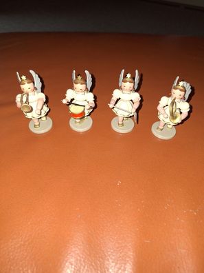 4 Blank Engel mit Faltenrock -Erzgebirge Kurzrockengel