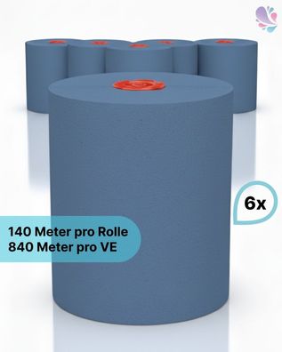 Handtuchrollen "Classico BLAU" 6 Rollen je SET, 2-lagig, 145m je Rolle, 100% Zellstof