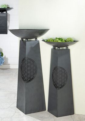 Gilde Wand-Schalenständer "Lebensblume" antik grau bestehend aus Halbschale auf 3