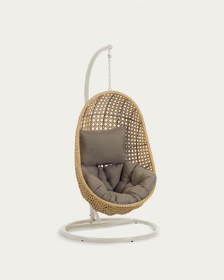 Hängesessel Cira 105 x 105 x 197 cm Polyrattan Hellgrau Sessel Sitzgelegenheit