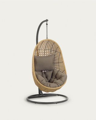 Hängesessel Cira 105 x 105 x 197 cm Polyrattan Beige Sessel Sitzgelegenheit Sitz