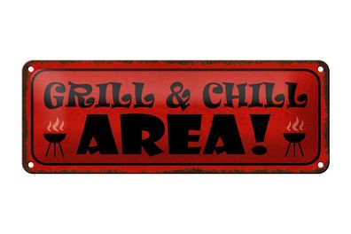 Blechschild Grill Chill Area, 2 verschied Größen, Blechschilder