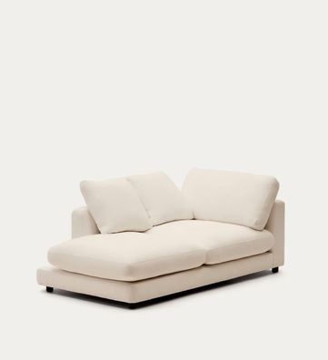Chaiselongue Gala 105 x 62 x 193 cm beiges Chenille Wohnzimmer Sitzgarnitur Neu