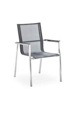 Gartenstuhl Urbano 56x65 Stoff Silbergrau Armlehne Aluauflage Gestell Edelstahl