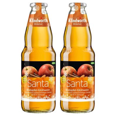 Klindworth Santa Bratapfel-Glühwein – 2 x 1L | Fruchtig-winterlicher Apfelglüh