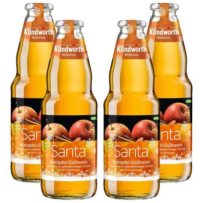 Klindworth Santa Bratapfel-Glühwein – 4 x 1L | Aromatisierter Apfelglühwein fü