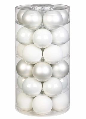 Weihnachtskugeln 30 Stk 6cm Just White Inge-Glas