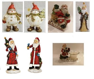 Weihnachtsmann, Schneemann, Nikolaus und Engel, 6,0 - 22,0 cm