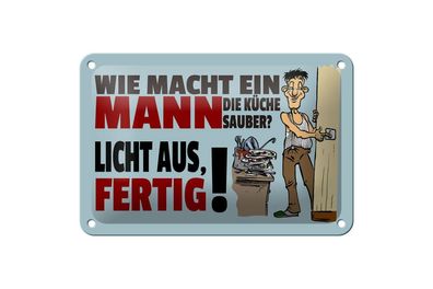 Blechschild wie macht ein Mann die Küche Sauber, 3 verschied Größen Blechschilder