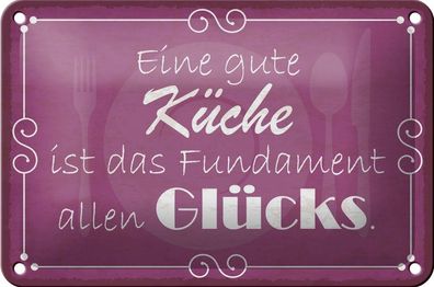 Blechschild gute Küche Fundament allen Glück., 3 verschied Größen Blechschilder