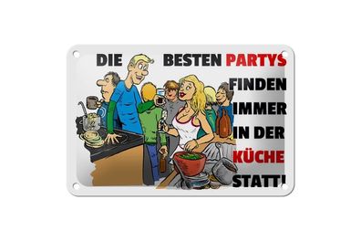 Blechschild Besten Partys in der Küche, 3 verschied Größen Blechschilder