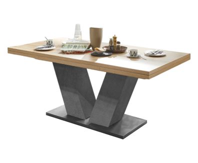 Esstisch ausziehbar Elena 160x90x76 Graphit/Asteiche 1399