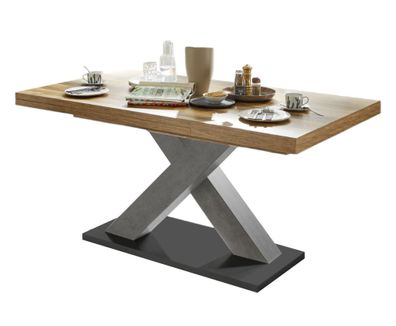 Esstisch ausziehbar Elene 160x90x76 Graphit/Plankeneiche 1398