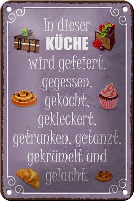 Blechschild in dieser Küche wird gefeiert, 3 verschied Größen Blechschilder