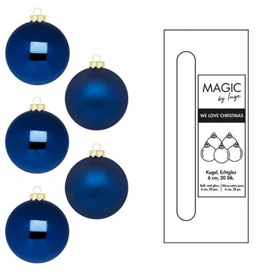 Weihnachtskugeln 20 Stk 6cm Midnight Blue Inge-Glas