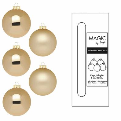 Weihnachtskugeln 20 Stk 6cm Brokatgold Inge-Glas