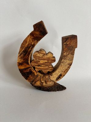 Hufeisen, Holz, Glücksbringer, ca 12 cm