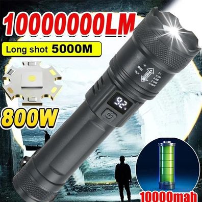 High Strong Power Led Flashlights 2000LM Tactical Torch with Display Light USB Chargi