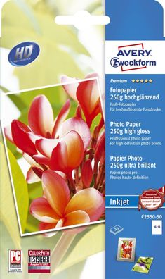 Avery Zweckform® C2550-50 C2550-50 Premium Inkjet Fotopapier - 10x15 cm, hochglänzend