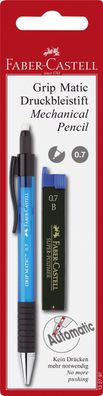 FABER-CASTELL 132797 Druckbleistift GRIP-MATIC - 0,7 mm, B, blau, 12 Feinminen auf Bl