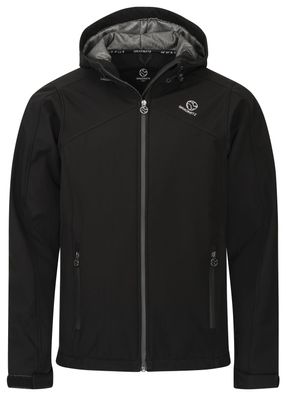 Gradnetz atmungsaktive Outdoor Softshelljacke mit Kapuze schwarz