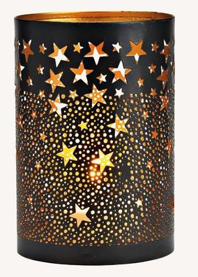 Windlicht Sterne aus Metall - Höhe: 15,0 cm