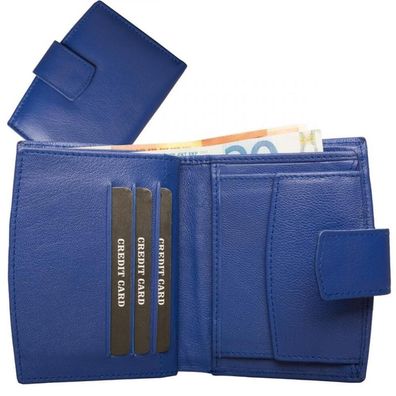 Geldbörse mit Außenriegel Nappa Leder Kombibörse royalblau