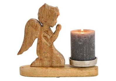 Kerzenhalter Engel aus Holz (ohne Kerze) - Höhe 20,0 cm