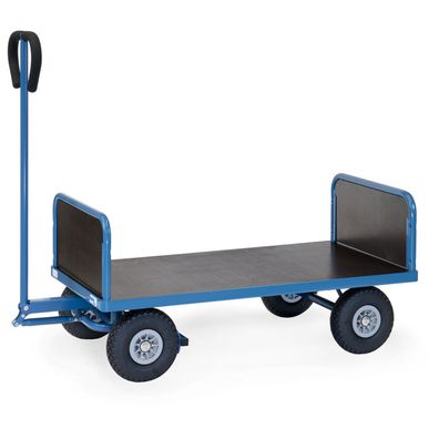 Fetra Handwagen mit 2 Stirnwaenden Polyurethanbereifung, 1200x700 mm Ladeflaeche