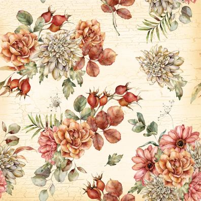 Servietten Papier 33x33cm 3-lag. mit Herbstblumen Motiv 20 Stück