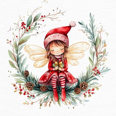 Servietten Papier 33x33cm 3-lagig Engelmädchen 20 Stück - Rot / Grün