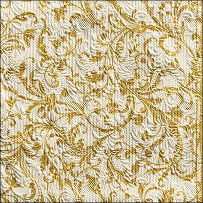Servietten Papier 33x33cm Elegance geprägt 15 Stück Creme / Gold