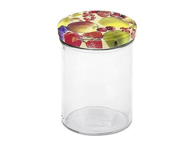 EMSY Schraubdeckelglas mit 82mm TO-Deckel Obstdekor 440 ml 6er Pack