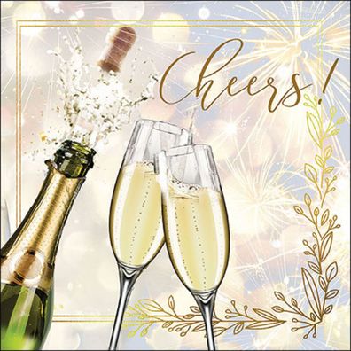 Servietten Papier 33x33cm 3-lag. mit Champagner Motiv 20 Stück