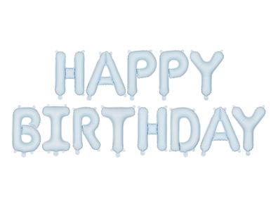 Ballon Girlande Happy Birthday 340x35cm Schriftzug Blau Matt