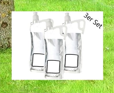 NEU Faltbare Trinkflasche 3er Pack Faltflasche 2 Liter für Sport Freizeit Schule