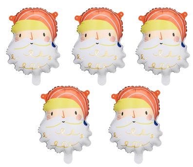 Folienballon Weihnachtsmann 20x26cm 5 Stück Weiß / Gelb / Rot