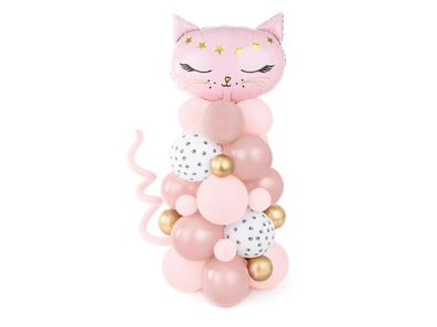 Luftballons und Folienballon Katze 83x140cm 37er Set Rosa