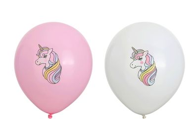 Luftballons Einhorn Motiv 30cm Rosa Weiß 12er Set