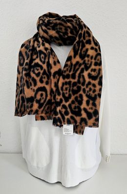 XL Winterschal Tuch Schal Scarf 80 %Viskose 20 % Wolle Animalprint Schwarz/Braun