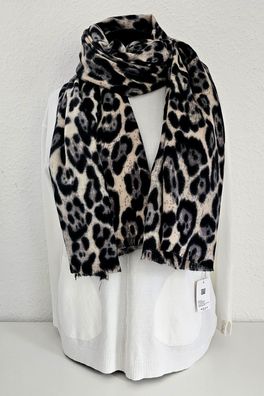 XL Winterschal Tuch Schal Scarf 80 %Viskose 20 % Wolle Animalprint Schwarz/Weiß