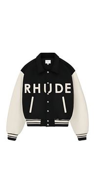Rhude Collegejacke Damen Schwarz Beige RHFW24JA02016
