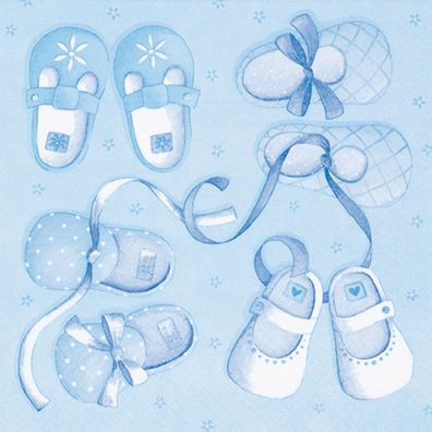 Servietten Papier 33x33cm 3-lagig Babyschuhe Motiv 20 Stück Blau