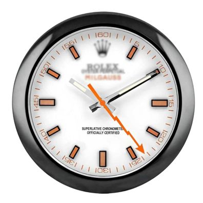 Wanduhr Rolex Milgauss Oyster Perpetual Weiß Schwarz 34cm Moderne Luxusuhr