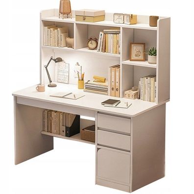 Jugend-Computertisch Loft weiß mit Regal, Regalböden und Schubladen
