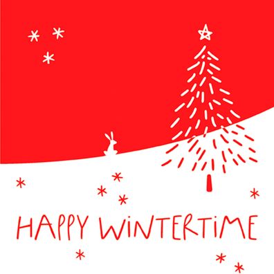 Servietten Papier 33x33cm Happy Wintertime Schriftzug 20 Stück Rot