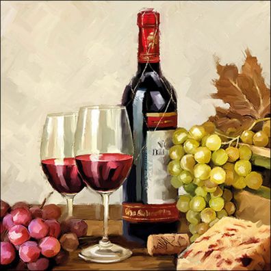 Servietten Papier 33x33cm 3-lagig mit Weinmotiv & Trauben 20 Stück