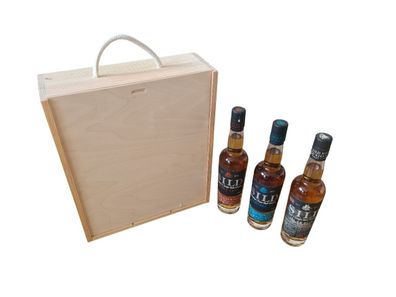 Geschenk Whisky von Sylt 3er Holzbox Sild Whisky
