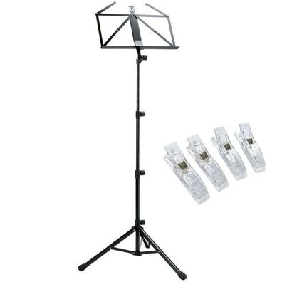 K-M 10810 Notenpult aus Stahl Schwarz mit 4 Notenklammern